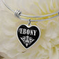 Ebony v02 - Heart Pendant Bangle Bracelet