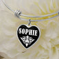 Sophie v03 - Heart Pendant Bangle Bracelet