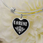 Lorene v02 - Heart Pendant Bangle Bracelet