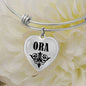 Ora v01 - Heart Pendant Bangle Bracelet