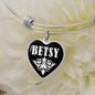 Betsy v03 - Heart Pendant Bangle Bracelet