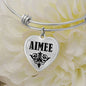 Aimee v01 - Heart Pendant Bangle Bracelet