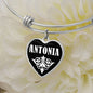 Antonia v03 - Heart Pendant Bangle Bracelet
