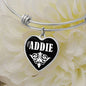 Addie v03 - Heart Pendant Bangle Bracelet