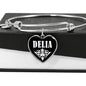 Delia v03 - Heart Pendant Bangle Bracelet