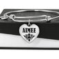 Aimee v01 - Heart Pendant Bangle Bracelet