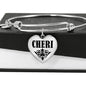 Cheri v01 - Heart Pendant Bangle Bracelet