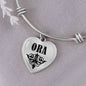 Ora v01 - Heart Pendant Bangle Bracelet