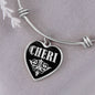 Cheri v02 - Heart Pendant Bangle Bracelet