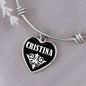 Cristina v03 - Heart Pendant Bangle Bracelet