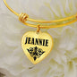Jeannie v01 - 18k Gold Finished Heart Pendant Bangle Bracelet