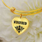 Winifred v01 - 18k Gold Finished Heart Pendant Bangle Bracelet