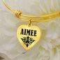 Aimee v01 - 18k Gold Finished Heart Pendant Bangle Bracelet