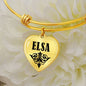 Elsa v01 - 18k Gold Finished Heart Pendant Bangle Bracelet