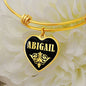 Abigail v02 - 18k Gold Finished Heart Pendant Bangle Bracelet