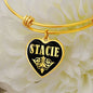 Stacie v02 - 18k Gold Finished Heart Pendant Bangle Bracelet