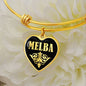 Melba v02 - 18k Gold Finished Heart Pendant Bangle Bracelet