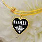 Estelle v01w - 18k Gold Finished Heart Pendant Bangle Bracelet