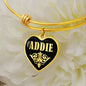 Addie v02 - 18k Gold Finished Heart Pendant Bangle Bracelet