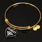 Ashley v01w - 18k Gold Finished Heart Pendant Bangle Bracelet