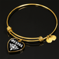 Deanna v01w - 18k Gold Finished Heart Pendant Bangle Bracelet