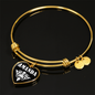 Amanda v01w - 18k Gold Finished Heart Pendant Bangle Bracelet
