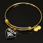 Billie v01w - 18k Gold Finished Heart Pendant Bangle Bracelet