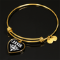 Janie v01w - 18k Gold Finished Heart Pendant Bangle Bracelet