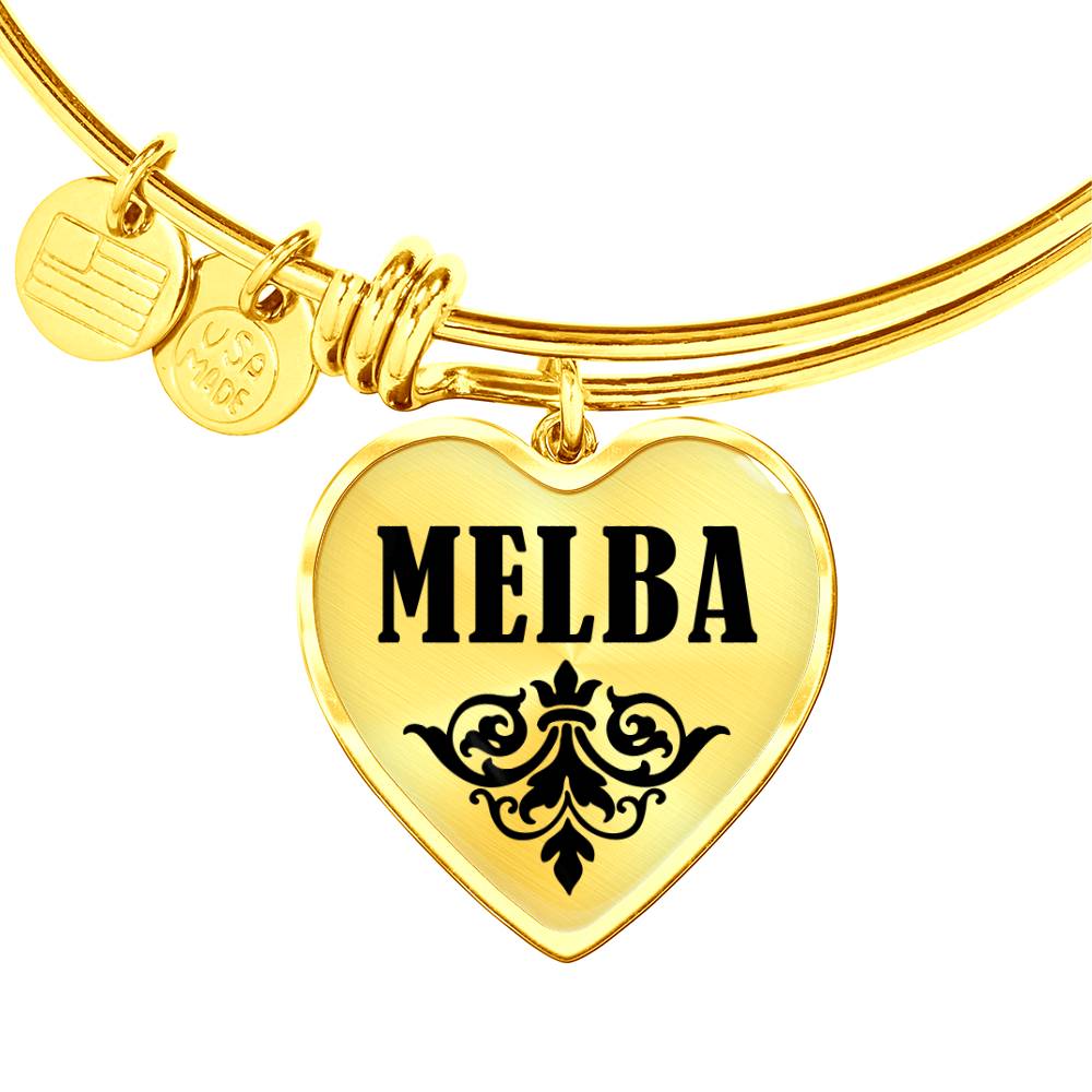 Melba v01 - 18k Gold Finished Heart Pendant Bangle Bracelet