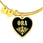 Ora v02 - 18k Gold Finished Heart Pendant Bangle Bracelet