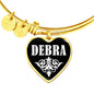 Debra v01w - 18k Gold Finished Heart Pendant Bangle Bracelet
