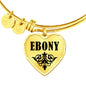 Ebony v01 - 18k Gold Finished Heart Pendant Bangle Bracelet