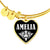 Amelia v01w - 18k Gold Finished Heart Pendant Bangle Bracelet