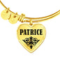 Patrice v01 - 18k Gold Finished Heart Pendant Bangle Bracelet