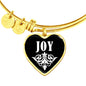Joy v01w - 18k Gold Finished Heart Pendant Bangle Bracelet