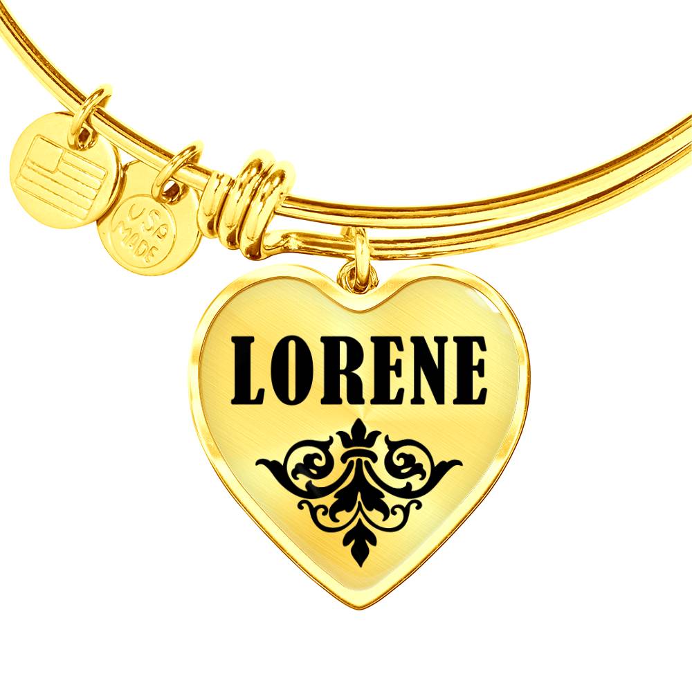 Lorene v01 - 18k Gold Finished Heart Pendant Bangle Bracelet