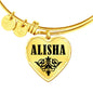 Alisha v01 - 18k Gold Finished Heart Pendant Bangle Bracelet