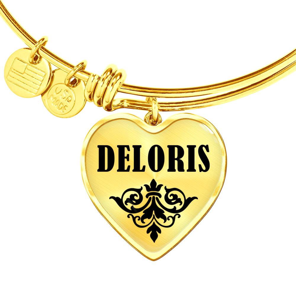 Deloris v01 - 18k Gold Finished Heart Pendant Bangle Bracelet