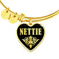 Nettie v02 - 18k Gold Finished Heart Pendant Bangle Bracelet