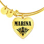 Marina v01 - 18k Gold Finished Heart Pendant Bangle Bracelet