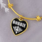 Bobbie v01w - 18k Gold Finished Heart Pendant Bangle Bracelet