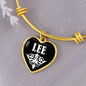 Lee v01w - 18k Gold Finished Heart Pendant Bangle Bracelet