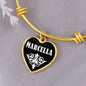 Marcella v01w - 18k Gold Finished Heart Pendant Bangle Bracelet