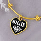 Billie v01w - 18k Gold Finished Heart Pendant Bangle Bracelet