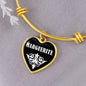 Marguerite v01w - 18k Gold Finished Heart Pendant Bangle Bracelet