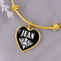 Jean v01w - 18k Gold Finished Heart Pendant Bangle Bracelet