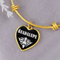 Guadalupe v01w - 18k Gold Finished Heart Pendant Bangle Bracelet