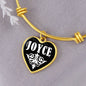 Joyce v01w - 18k Gold Finished Heart Pendant Bangle Bracelet