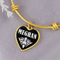 Meghan v03 - 18k Gold Finished Heart Pendant Bangle Bracelet