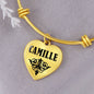 Camille v01 - 18k Gold Finished Heart Pendant Bangle Bracelet